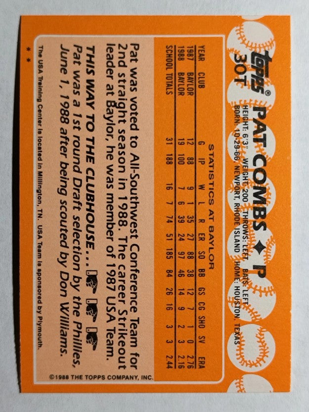 1988 Topps Traded #30T Pat Combs OLY XRC