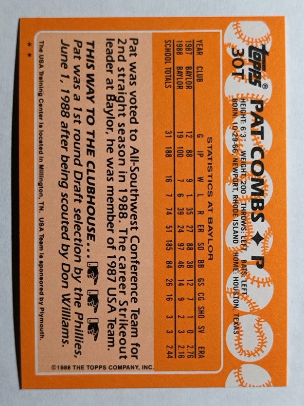 1988 Topps Traded #30T Pat Combs OLY XRC
