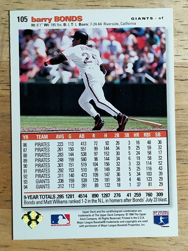 1995 Collector's Choice SE #105 Barry Bonds