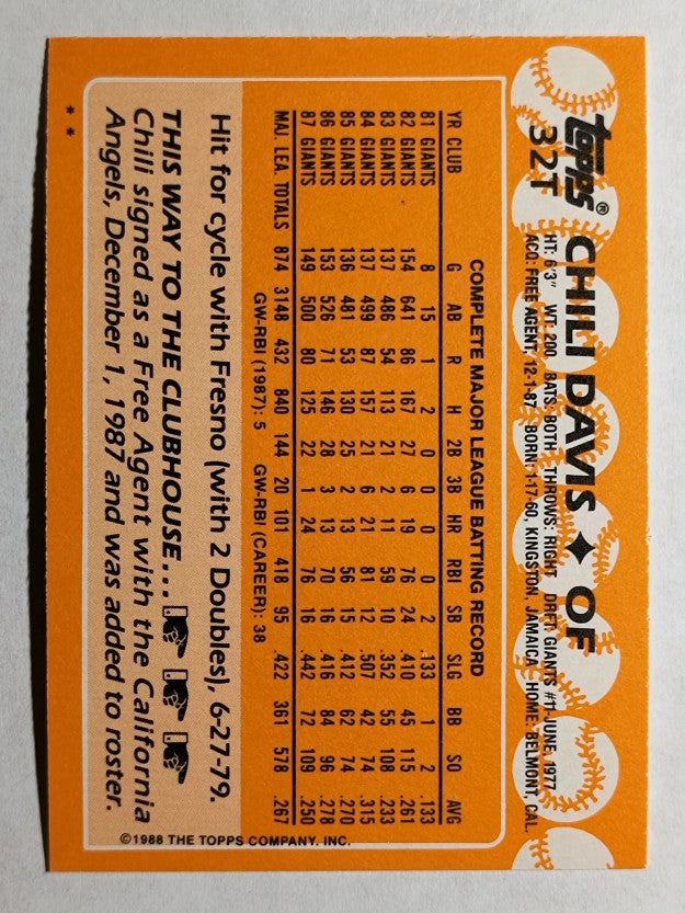 1988 Topps Traded #32T Chili Davis