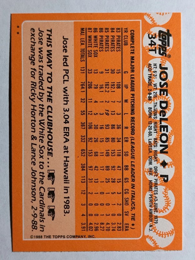 1988 Topps Traded #34T Jose DeLeon