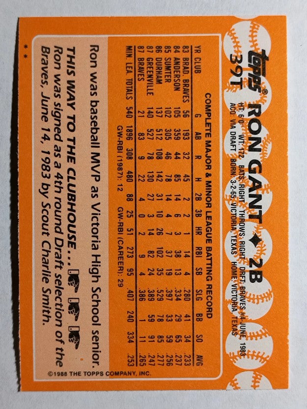 1988 Topps Traded #39T Ron Gant XRC