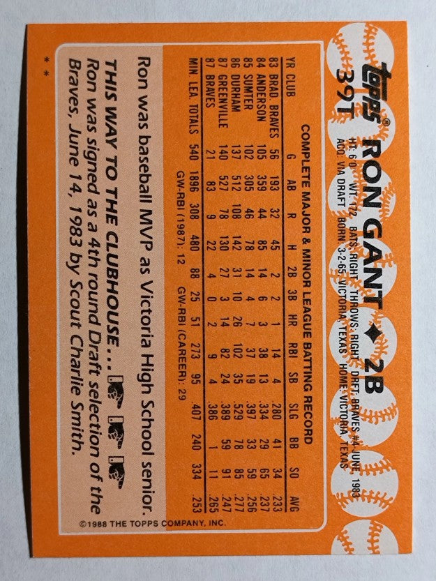 1988 Topps Traded #39T Ron Gant XRC