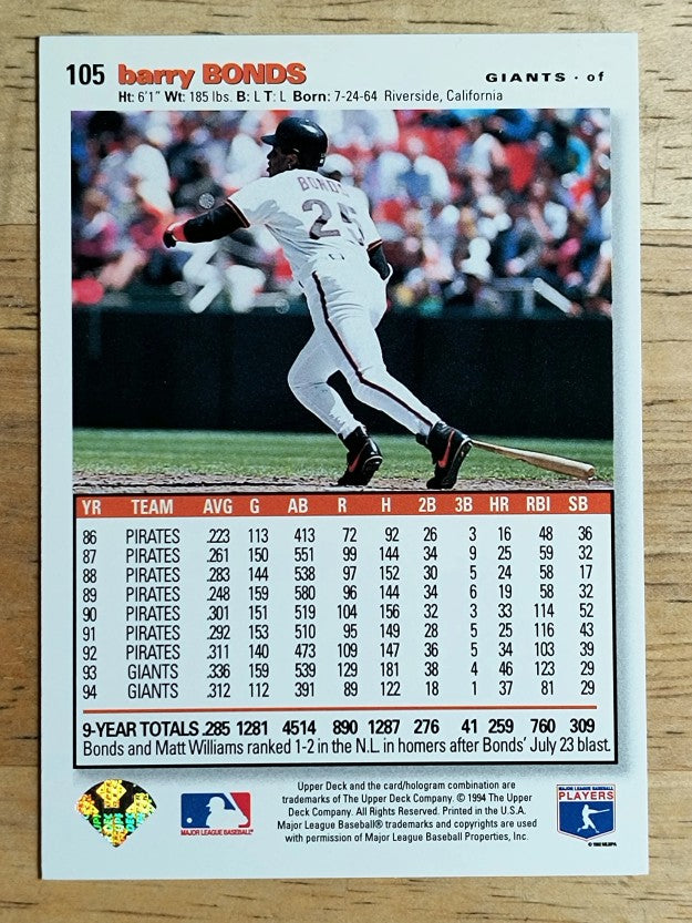 1995 Collector's Choice SE #105 Barry Bonds