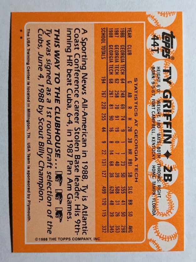 1988 Topps Traded #44T Ty Griffin OLY