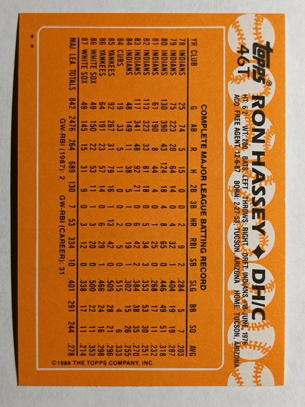 1988 Topps Traded #46T Ron Hassey
