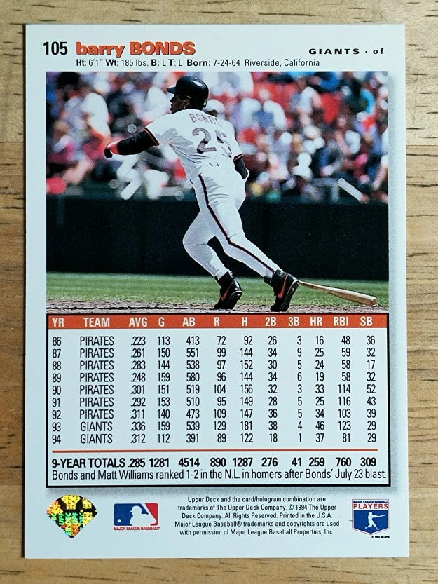 1995 Collector's Choice SE #105 Barry Bonds