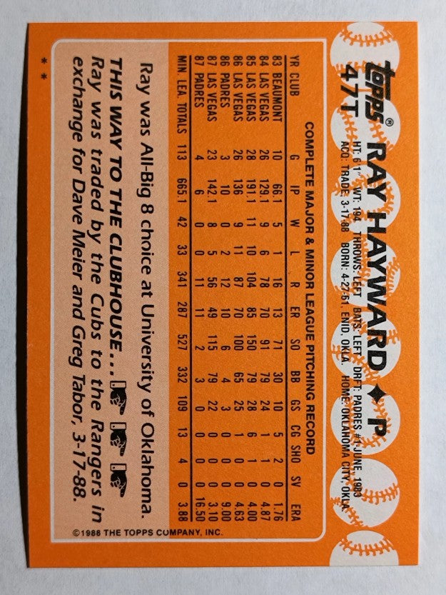 1988 Topps Traded #47T Ray Hayward