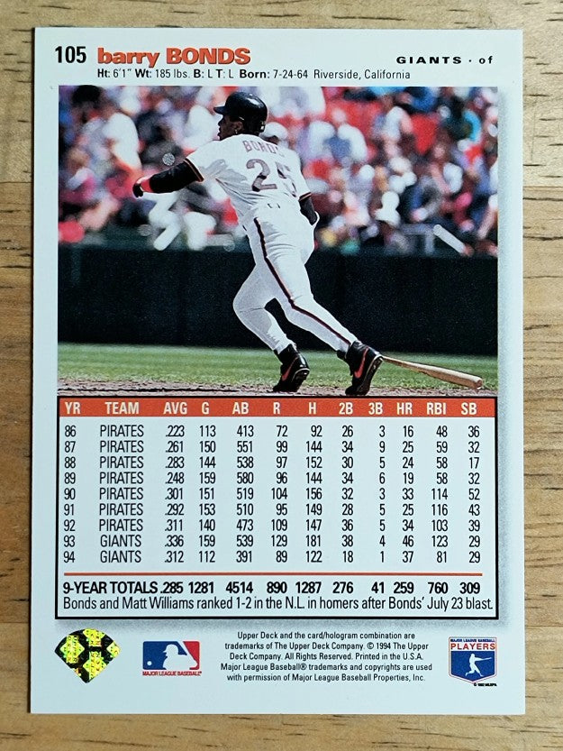 1995 Collector's Choice SE #105 Barry Bonds