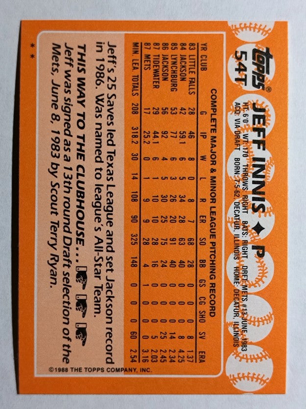 1988 Topps Traded #54T Jeff Innis