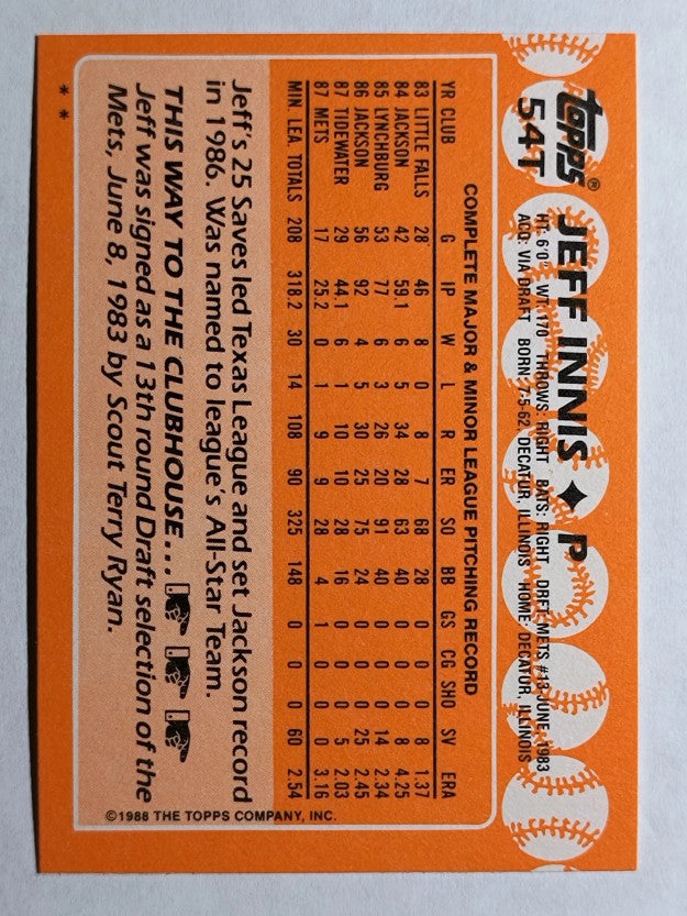 1988 Topps Traded #54T Jeff Innis