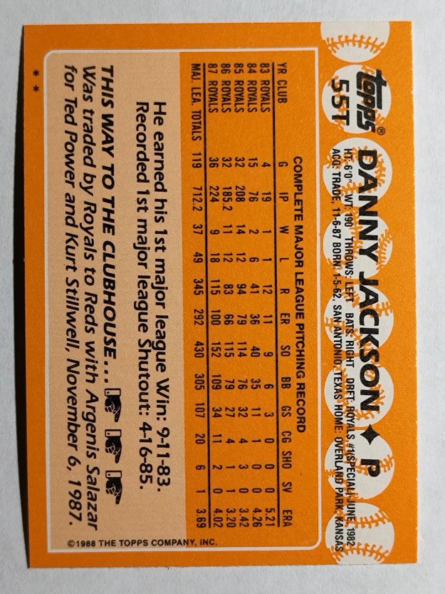 1988 Topps Traded #55T Danny Jackson