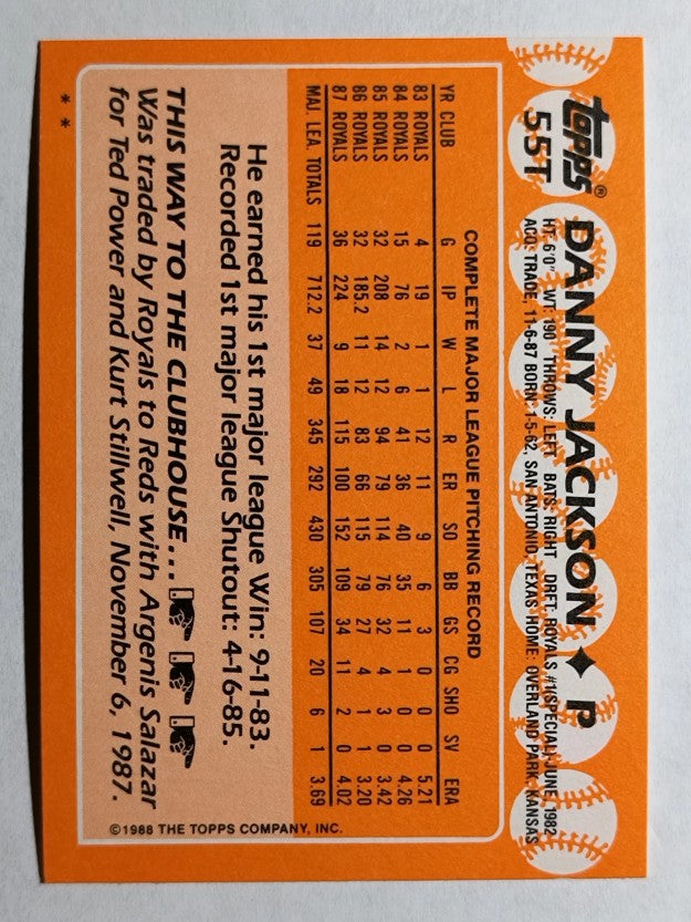 1988 Topps Traded #55T Danny Jackson