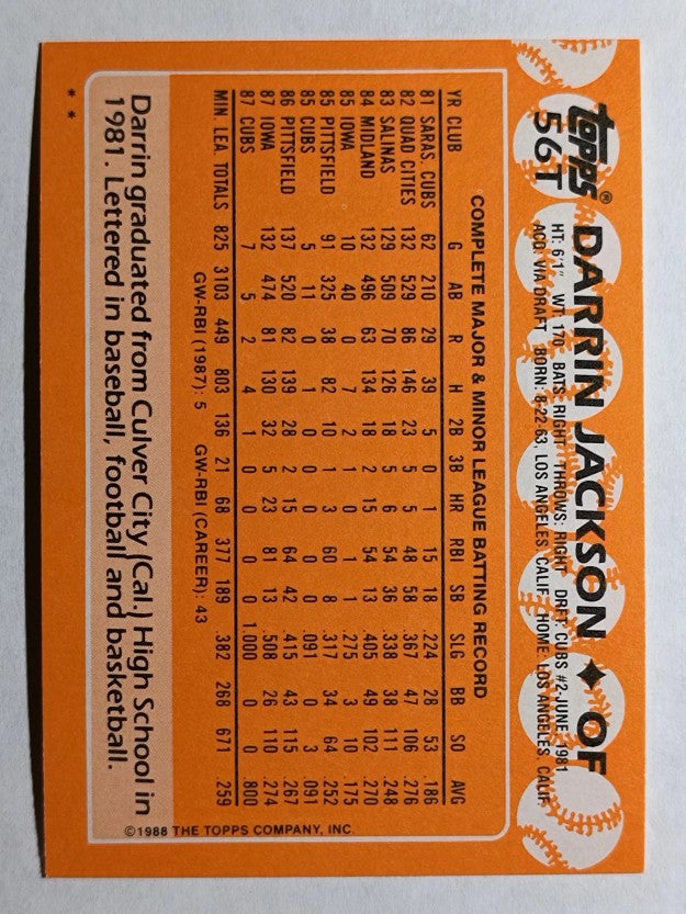 1988 Topps Traded #56T Darrin Jackson XRC