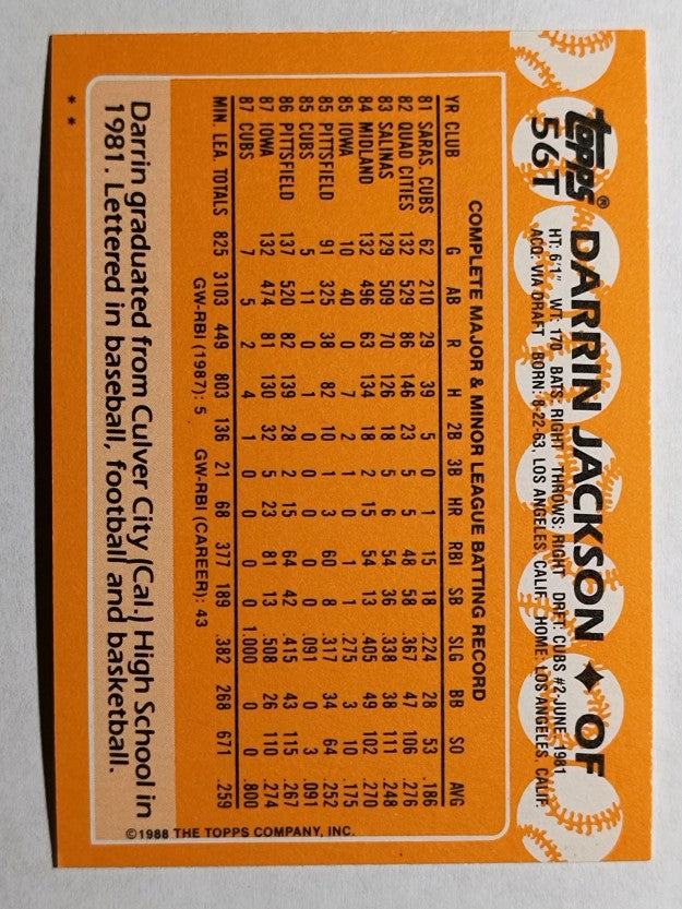 1988 Topps Traded #56T Darrin Jackson XRC