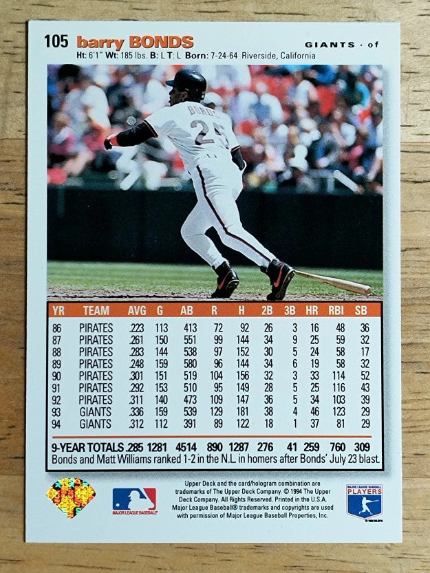 1995 Collector's Choice SE #105 Barry Bonds