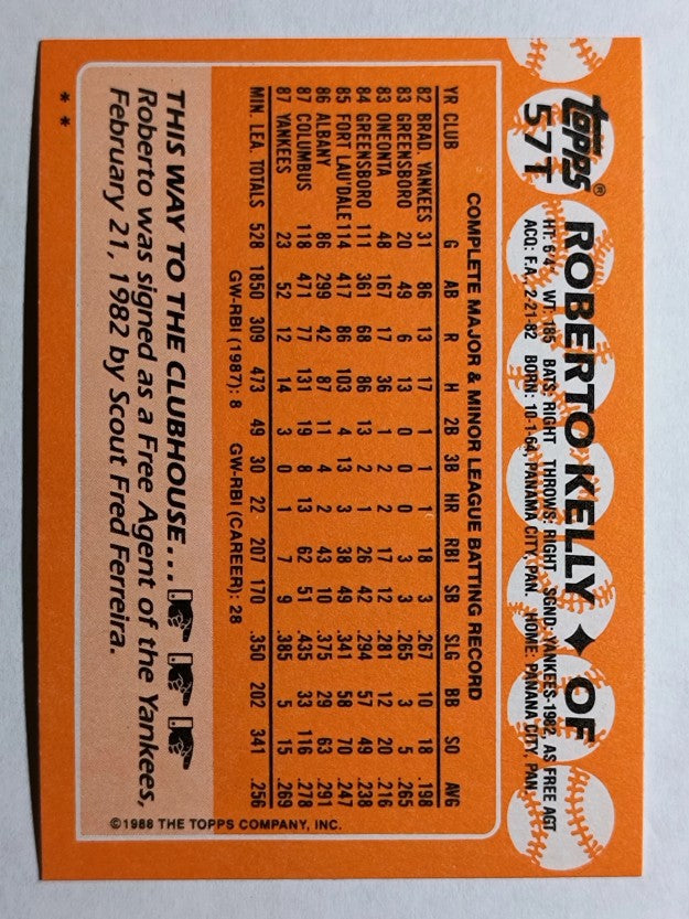 1988 Topps Traded #57T Roberto Kelly XRC