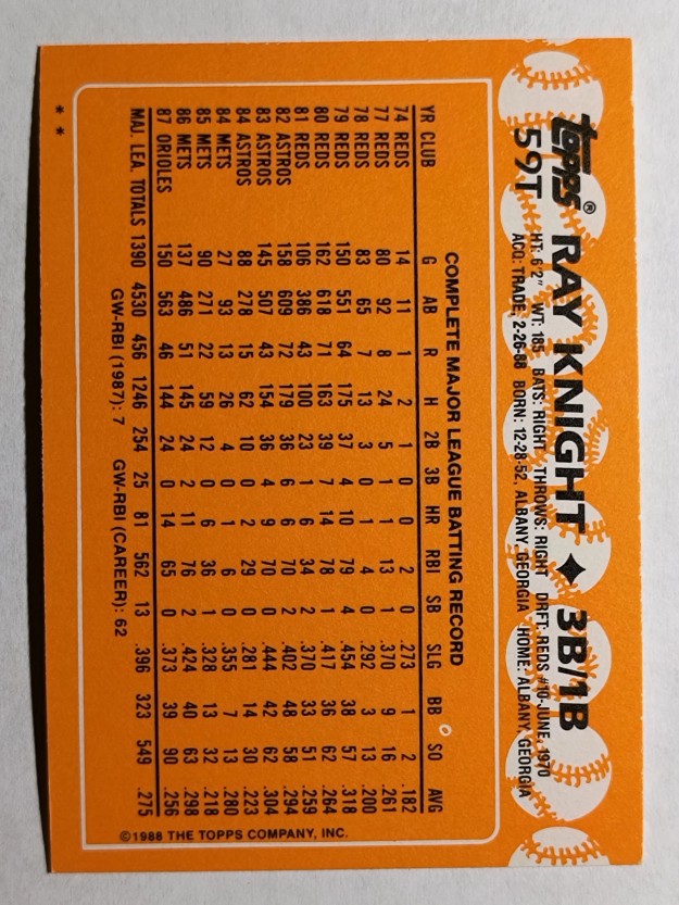 1988 Topps Traded #59T Ray Knight