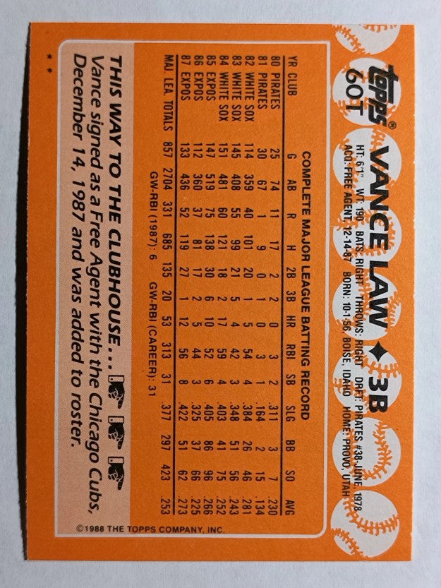 1988 Topps Traded #60T Vance Law