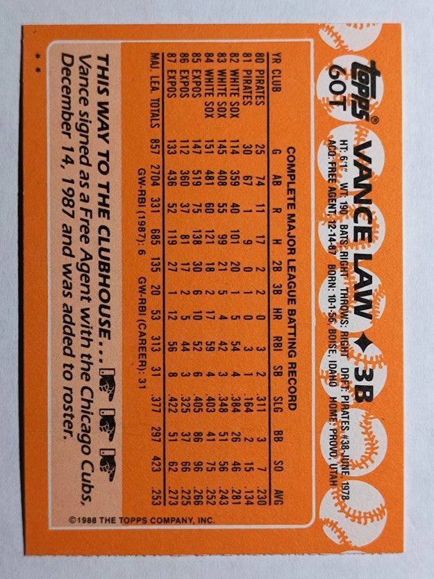 1988 Topps Traded #60T Vance Law