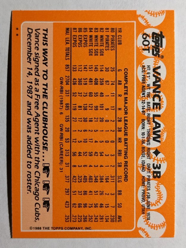 1988 Topps Traded #60T Vance Law