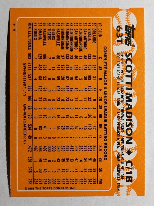 1988 Topps Traded #63T Scotti Madison