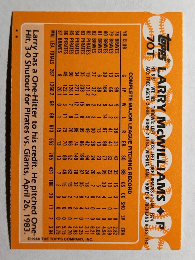 1988 Topps Traded #70T Larry McWilliams