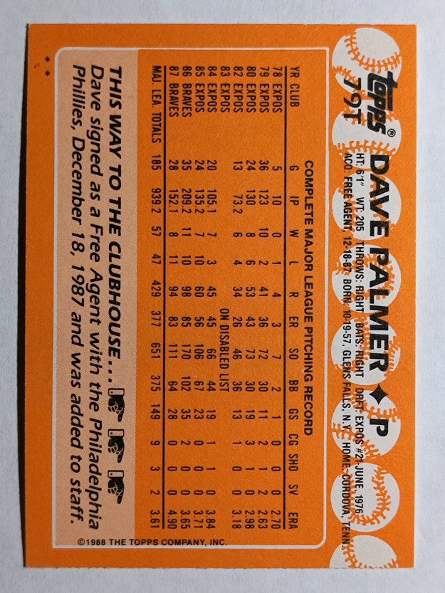 1988 Topps Traded #79T Dave Palmer