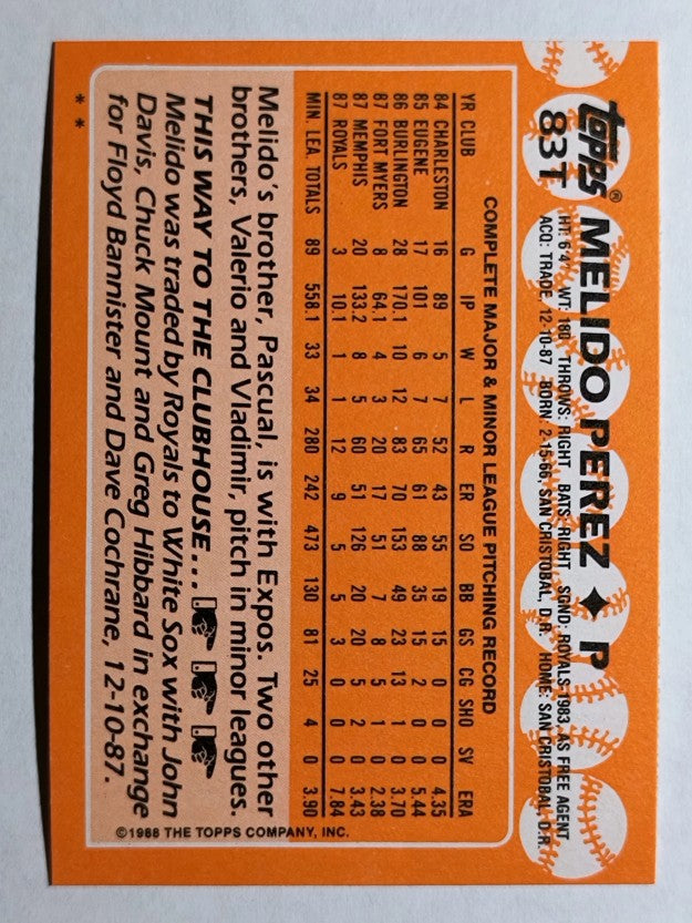 1988 Topps Traded #83T Melido Perez XRC