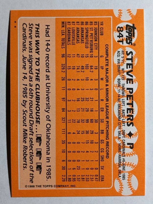 1988 Topps Traded #84T Steve Peters