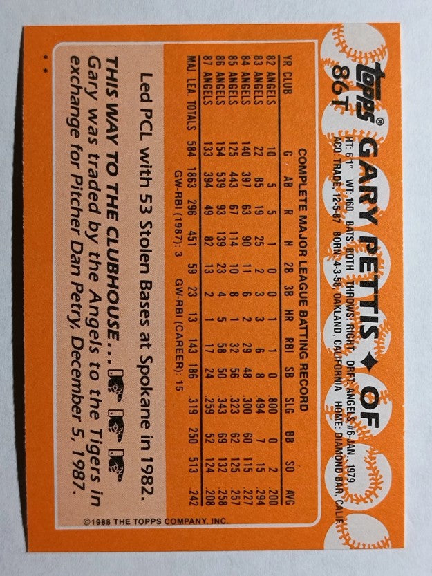 1988 Topps Traded #86T Gary Pettis