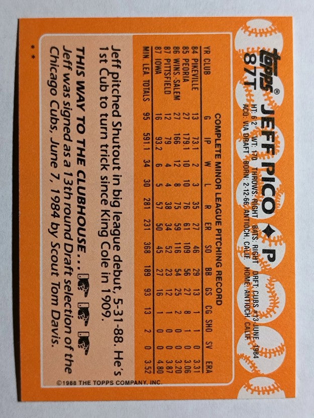 1988 Topps Traded #87T Jeff Pico