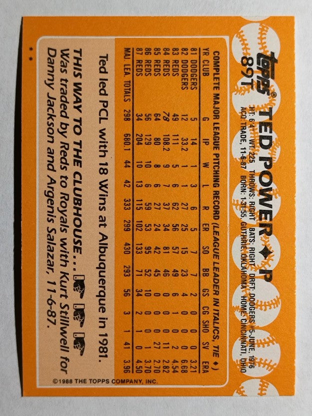 1988 Topps Traded #89T Ted Power