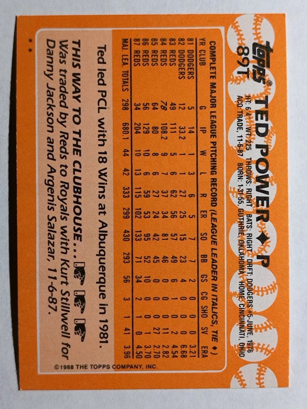 1988 Topps Traded #89T Ted Power
