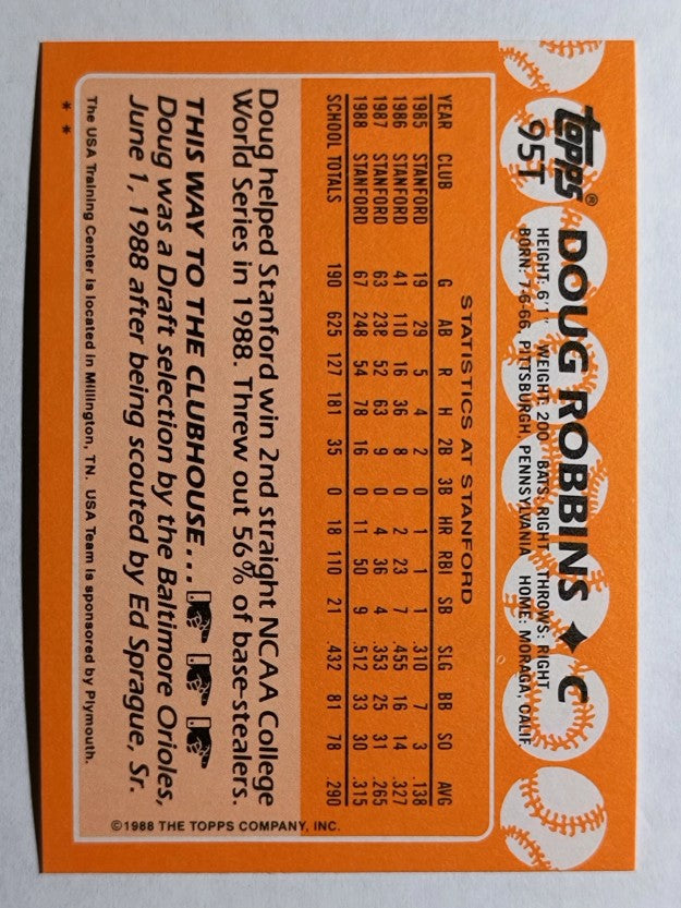 1988 Topps Traded #95T Doug Robbins OLY XRC