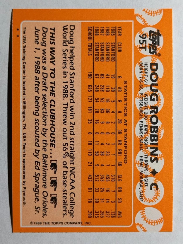 1988 Topps Traded #95T Doug Robbins OLY XRC