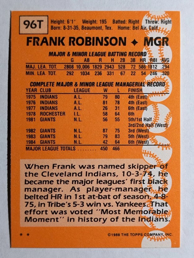 1988 Topps Traded #96T Frank Robinson MG