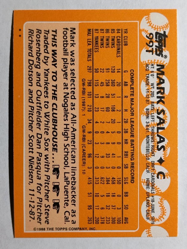 1988 Topps Traded #99T Mark Salas