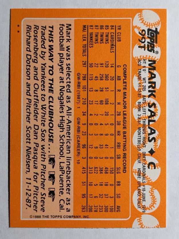 1988 Topps Traded #99T Mark Salas