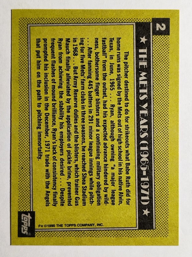 1990 Topps #2 Nolan Ryan Mets