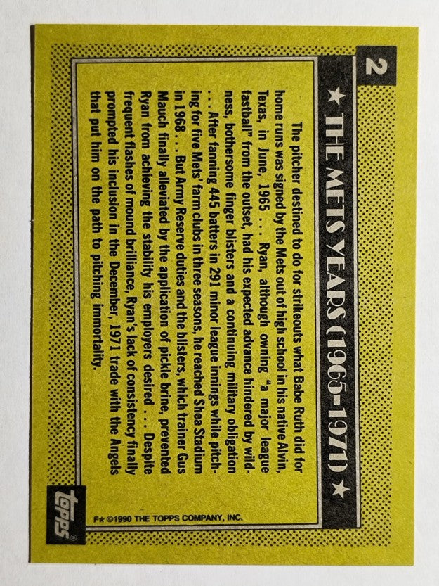 1990 Topps #2 Nolan Ryan Mets