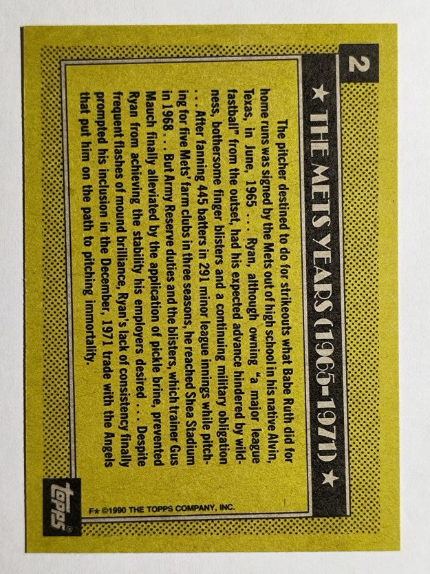 1990 Topps #2 Nolan Ryan Mets