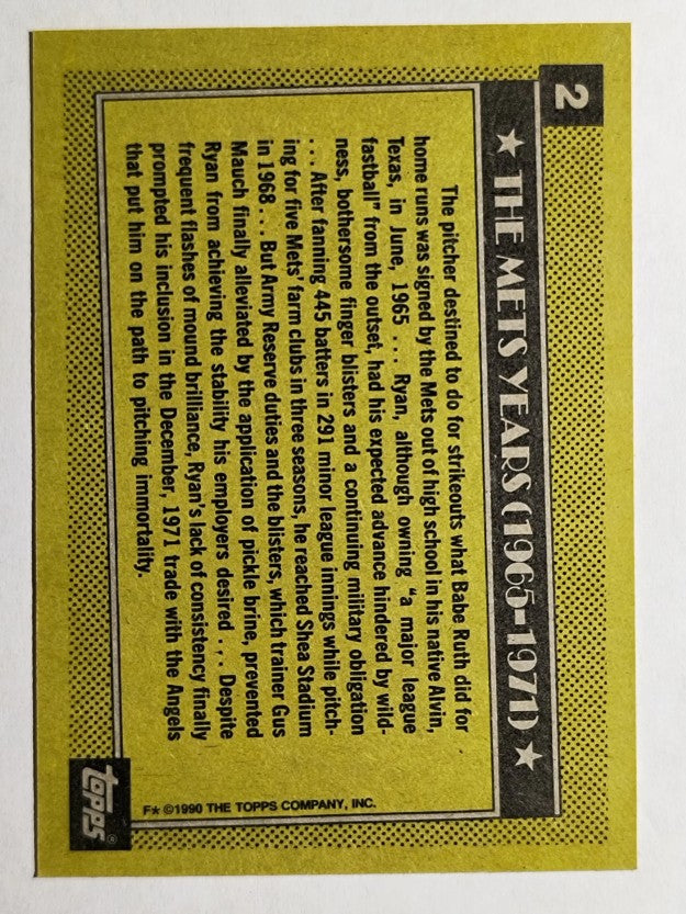 1990 Topps #2 Nolan Ryan Mets