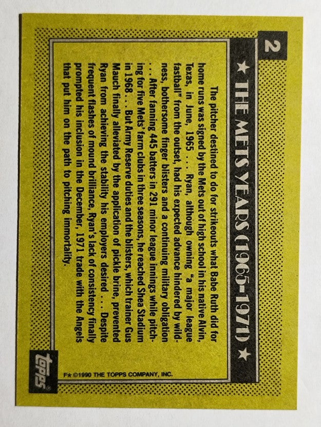 1990 Topps #2 Nolan Ryan Mets