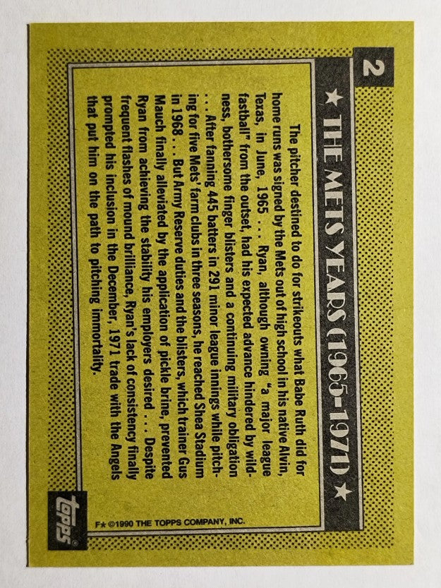 1990 Topps #2 Nolan Ryan Mets