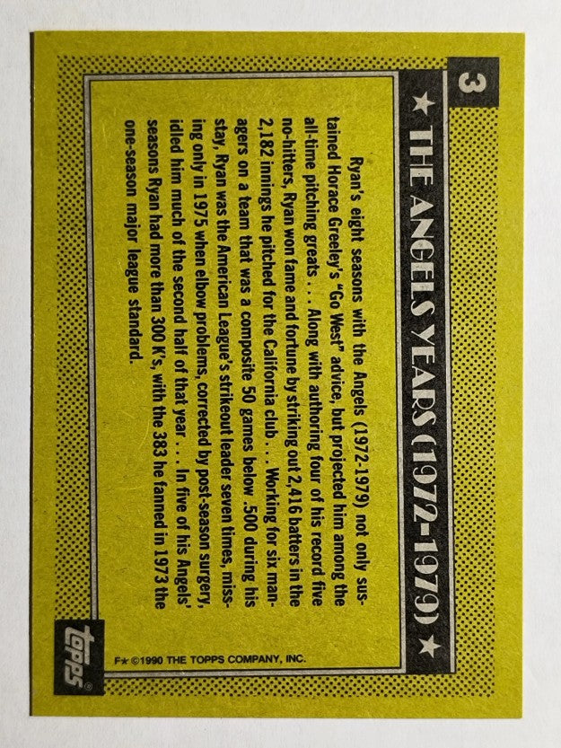 1990 Topps #3 Nolan Ryan Angels