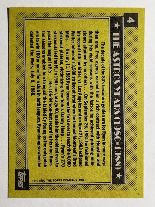 1990 Topps #4 Nolan Ryan Astros