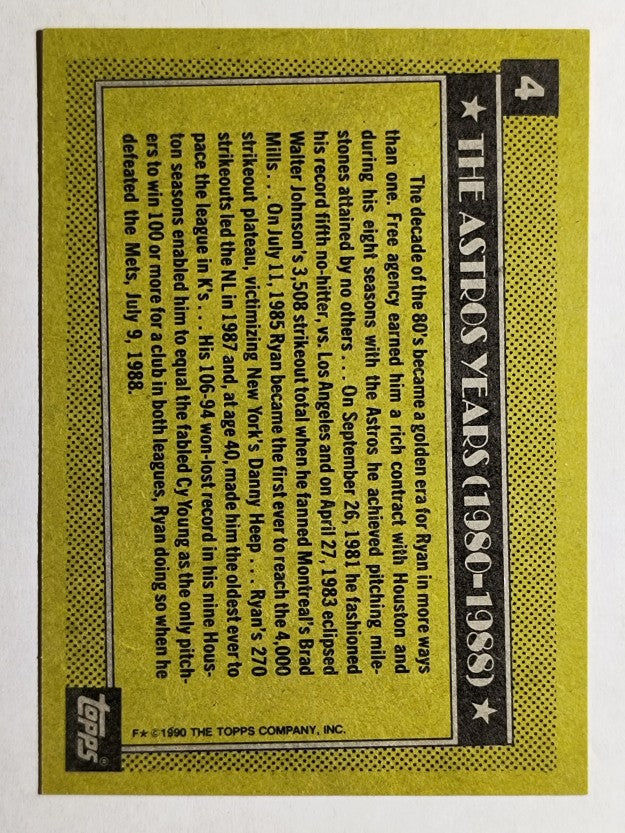 1990 Topps #4 Nolan Ryan Astros