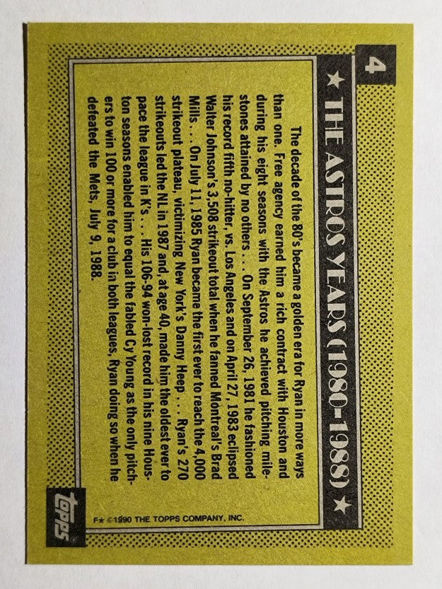 1990 Topps #4 Nolan Ryan Astros