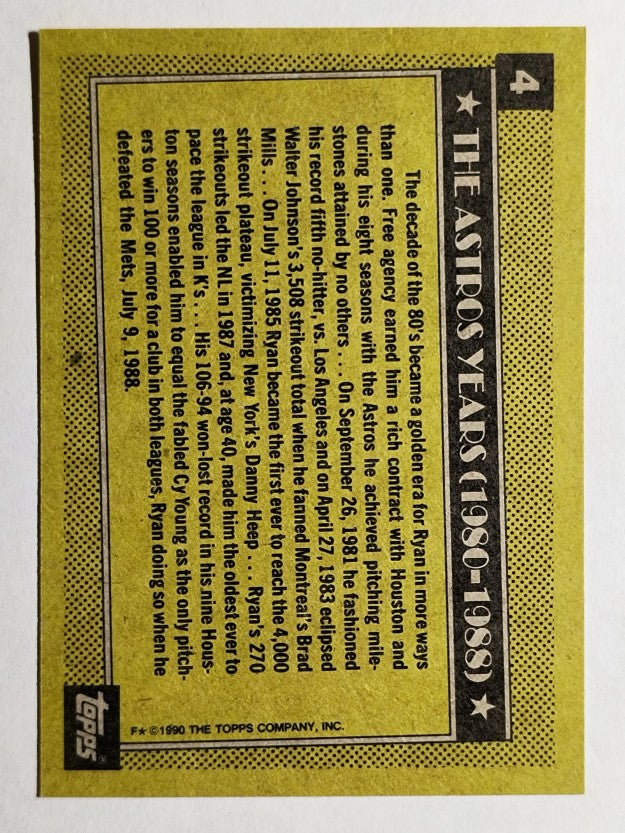 1990 Topps #4 Nolan Ryan Astros